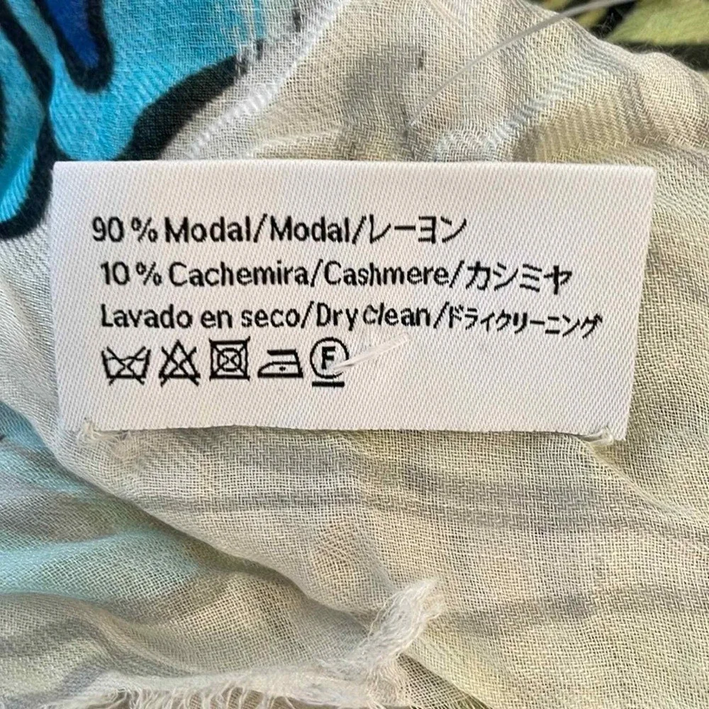 Loewe Luxury Silk Scarf Blue and‎ White William De Morgan Flowers Anagram